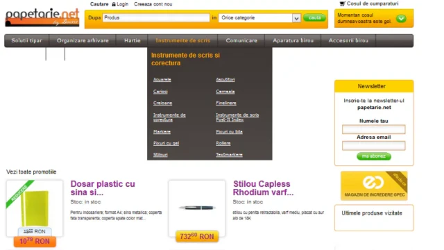 Papetarie.Net - unul dintre cele mai cunoscute magazine online ale Grupului Dacris Constanta, programare ContentSpeed seo Papetarie.Net Grupul Dacris